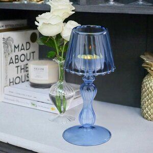 La Boheme Tealight Candle Holder Mouth-blown Boroscilicate Glass in Blue NEW